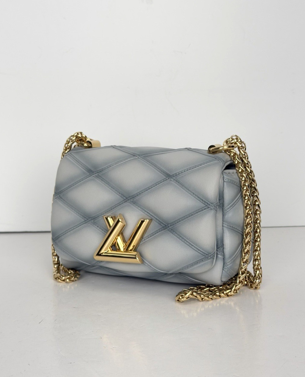 Louis Vuitton GO-14 PM Shoulder Bag in Gray-Blue Malletage Leather NFC C-3